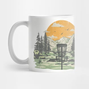 DISC GOLF Mountain | Disc Golf Basket against Mountain Outdoor Background Mug